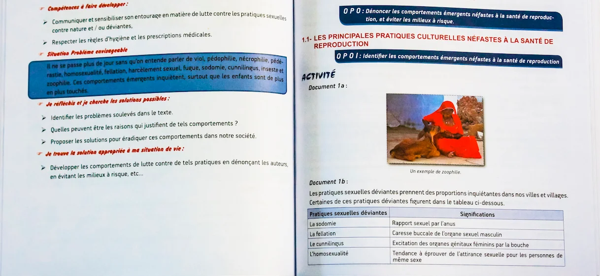 Un manuel scolaire camerounais place l’homosexualité au rang de “pratique déviante”