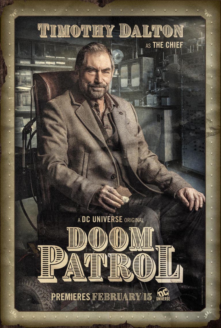 Affiche grise Doom Patrol, Timothy Dalton as The Chief.