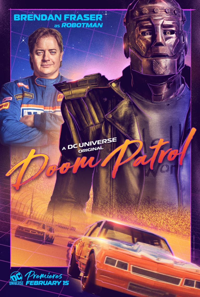 Affiche rétro 80's Doom Patrol, Brendan Fraser as Robotman.