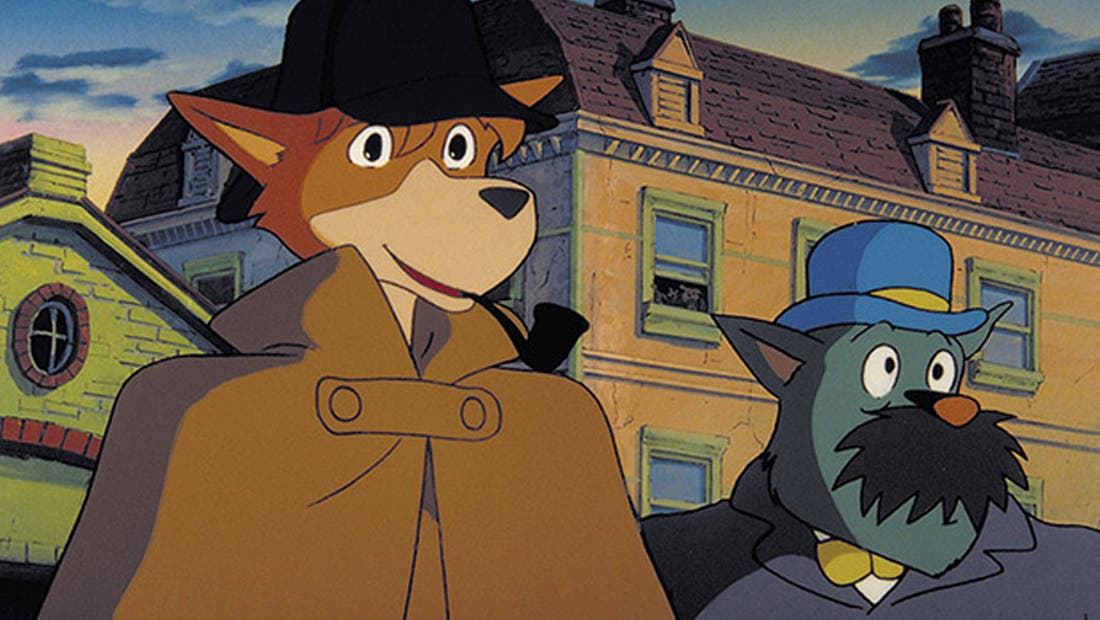 Sherlock Hound et Watson, dans l'animé d'Hayao Miyazaki.