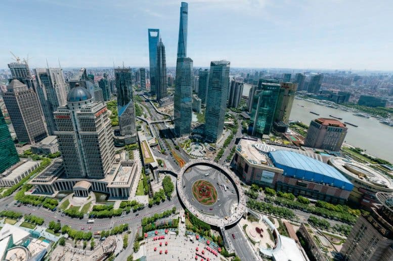 Photo aérienne Big Pixel de la skyline de Shangai, d'une résolution de 195 milliards de pixels.