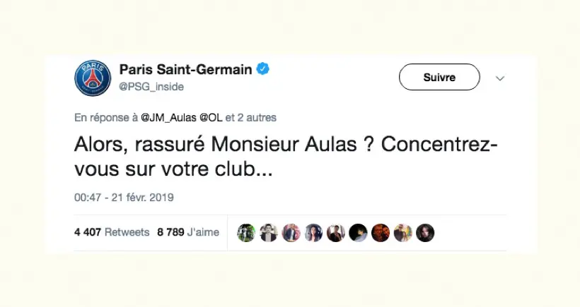 Sur Twitter, le PSG trolle Jean-Michel Aulas après la victoire contre Montpellier