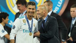 <p>KIEV, UKRAINE &#8211; MAY 26:  Cristiano Ronaldo and head coach manager Zinedine Zidane during  the UEFA Champions League final between Real Madrid and Liverpool on May 26, 2018 in Kiev, Ukraine. (Photo by Matthew Ashton &#8211; AMA/Getty Images)</p>
