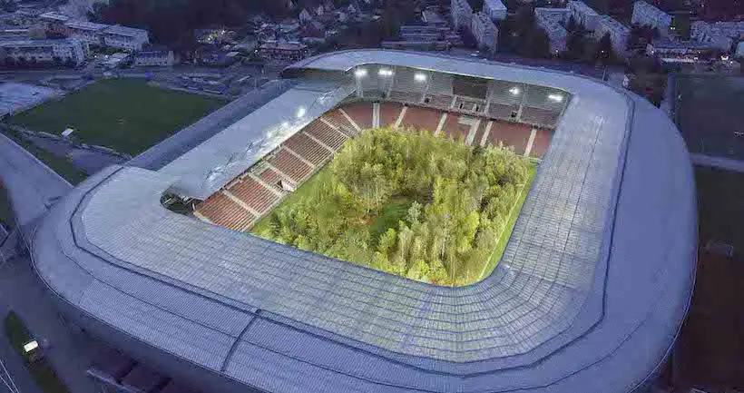 Pour reverdir une ville, cet artiste a planté une forêt de 300 arbres dans un stade