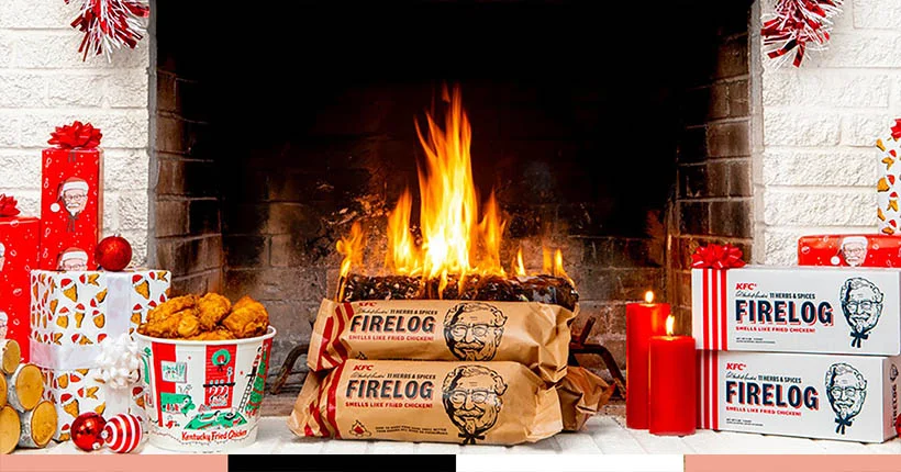 Ohohoh : pour les fêtes, KFC propose des bûches parfumées au poulet frit pour ta cheminée