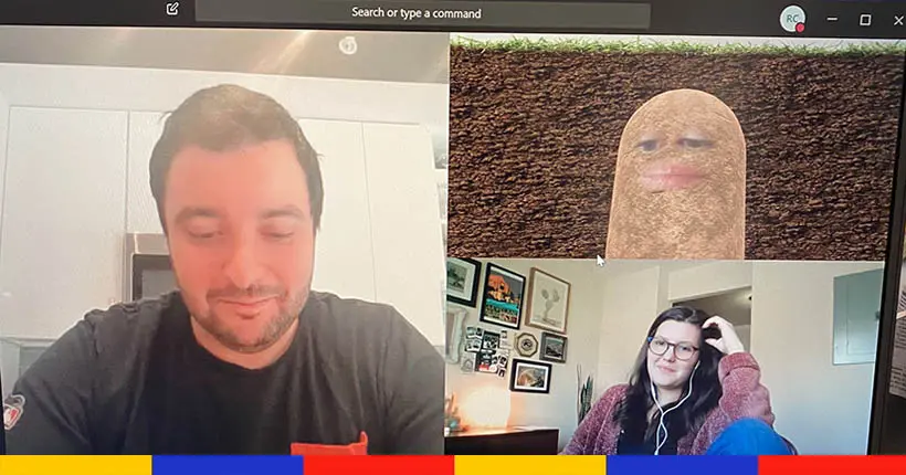C’est ballot : elle reste coincée en filtre patate pendant une réunion en visioconférence