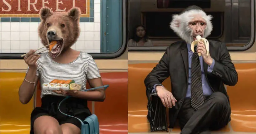 Plongée dans la jungle du métro avec des peintures d’humains aux têtes animales