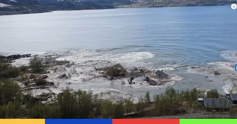 Vidéo : un glissement de terrain en Norvège fait couler plusieurs maisons