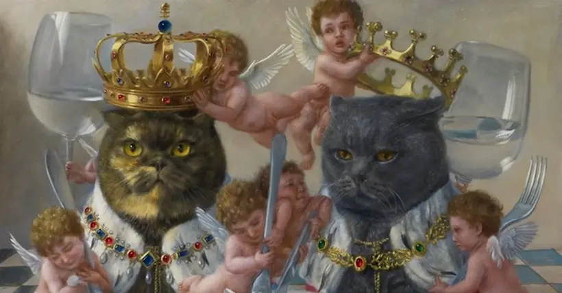 Amoureux des chats, un artiste peint des félins rois dans des peintures au style classique