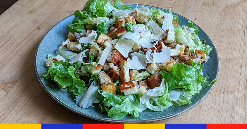 Tuto : laitue feuille de chêne et halloumi façon salade César