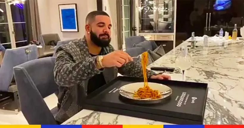 Pour fêter ses nombreux streams, Drake déguste des spaghettis sur sa certification