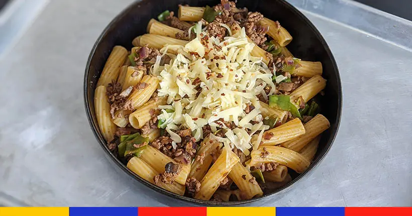 Tuto : rigatoni au bœuf, champignons et pois gourmands