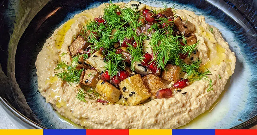 Tuto basique : houmous et tofu fumé au sésame