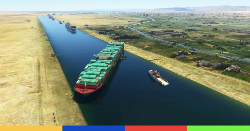 Le cargo qui coince le canal de Suez a été rajouté dans Flight Simulator