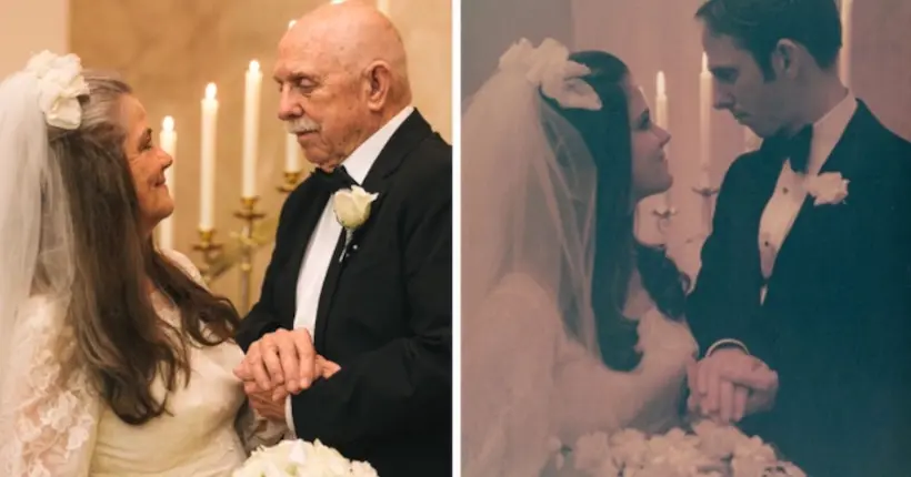 50 ans après, un couple de séniors reproduit les photos de son mariage