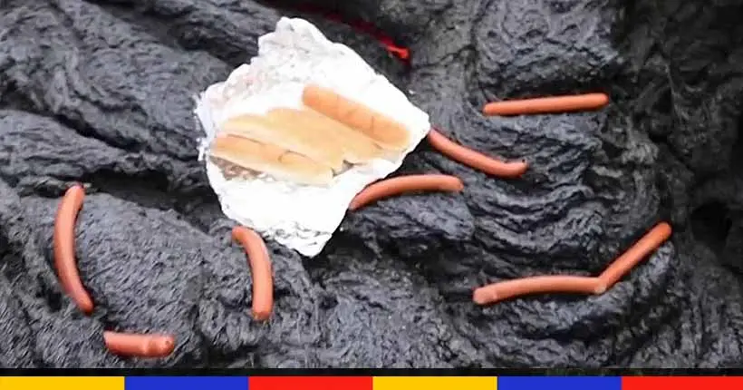 Pour la science, des scientifiques grillent des saucisses sur un volcan en éruption
