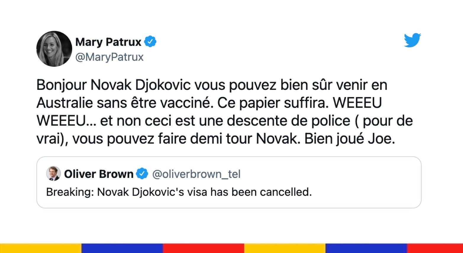 Le grand n’importe quoi des réseaux sociaux : Djokovic bloqué à l’aéroport