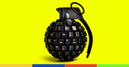 <p>grenade/bomb, made from computer keyboard</p>
