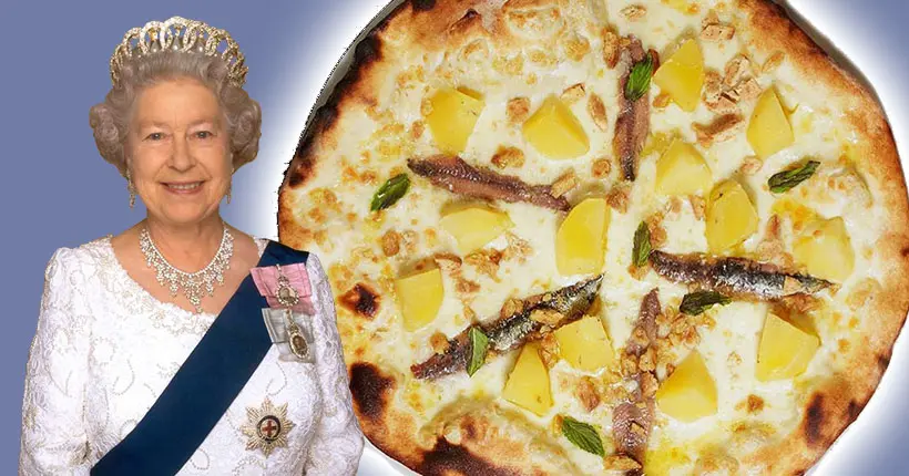 À Rome, il rend hommage à Elizabeth II avec une pizza au thé, aux biscuits et aux anchois