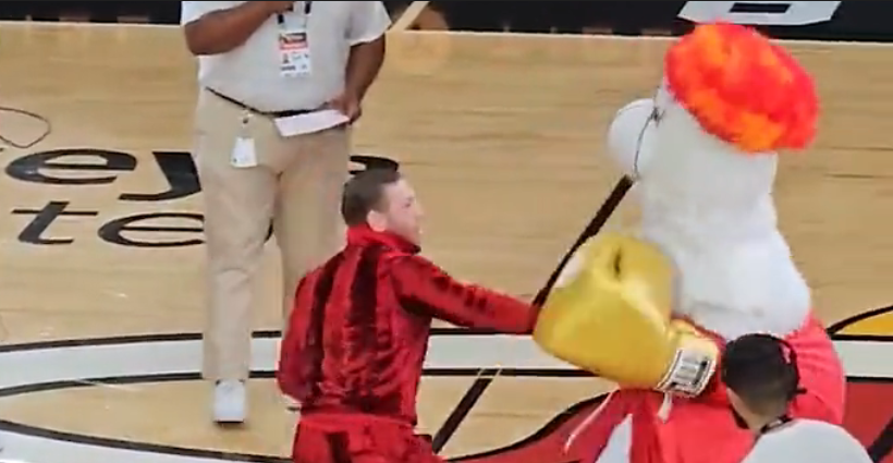 Boum : Conor McGregor met à terre la mascotte toute mignonne du Miami Heat