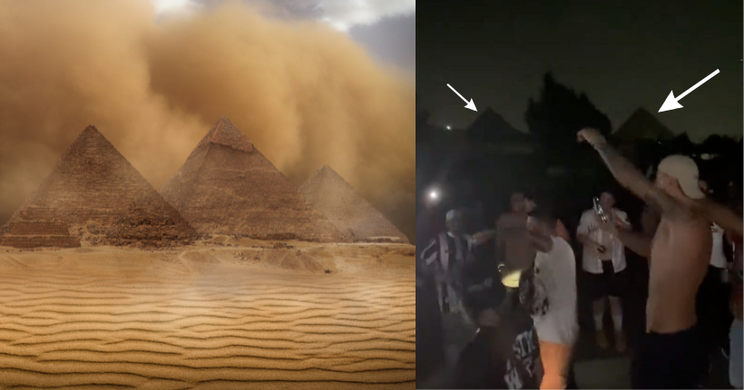Sans Travis Scott, ils font quand même la fête aux pyramides de Gizeh en Égypte