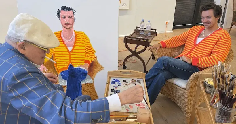 Rencontre au sommet : clope au bec, David Hockney a peint Harry Styles dans son studio normand