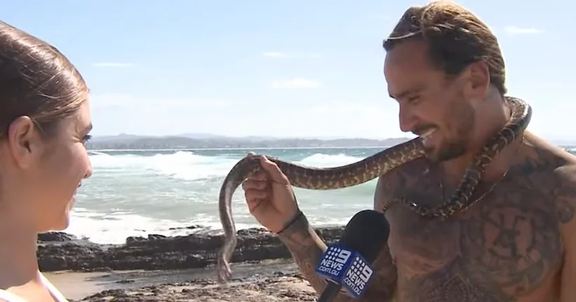 Un surfeur australien se mange une grosse amende pour avoir surfé avec… un serpent autour du cou