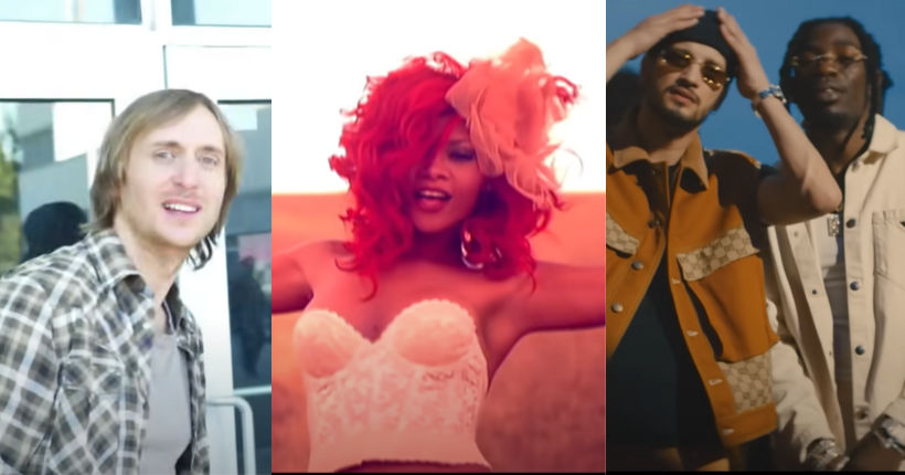 <p>De gauche à droite : David Guetta, Rihanna, Soolking et Gazo © Youtube</p>
