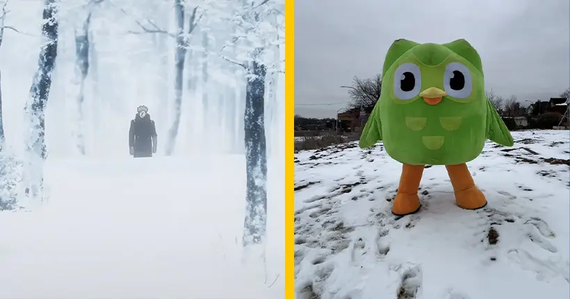 Duolingo rejoue la scène mythique de Jujutsu Kaisen de Yuji et Mahito dans la neige