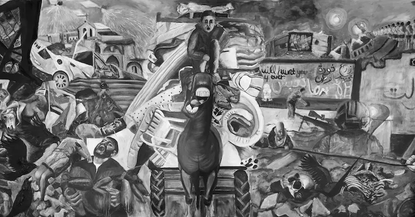 L’artiste palestinienne Malak Mattar a peint une grande fresque qui “raconte tous les aspects de la guerre”