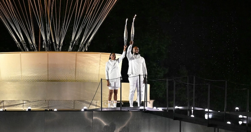 Marie-José Pérec et Teddy Riner ont ensemble allumé la vasque olympique des JO de Paris 2024