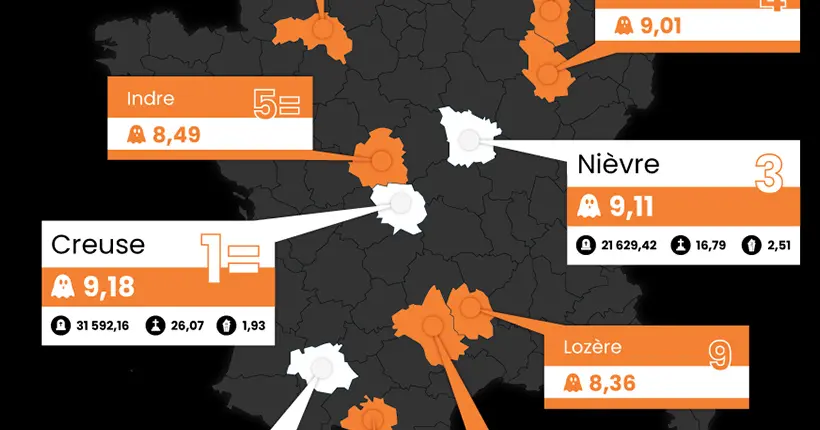 Alors, ça flippe le plus où ? Voici la carte de France des départements les plus hantés (oui, oui)