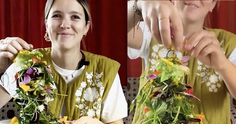 Ceci est un kebab végétal (rempli de salade et de fleurs) vraiment pas comme les autres