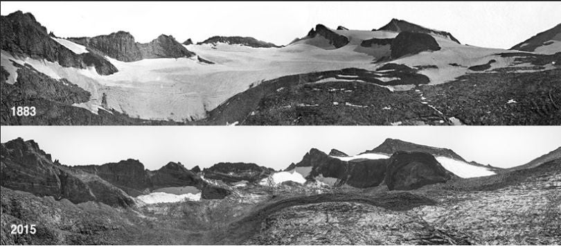 1883 photo: USGS/Israel Russell. 2015 photo: NPS/Keenan Takahashi.